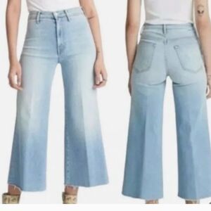 Mother The Swooner Roller When In Rome Crop Fray Wide Leg Jeans Size 28